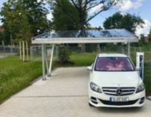 Solar carport for Mercedes Benz and solar charging station